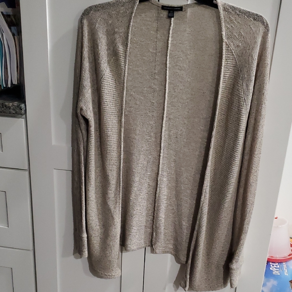 American Eagle Outfitters Beige Open-Front Lightweight Cardigan